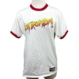 HOT RONDA Mens (M) Ringer T-Shirt Wrestling Graphic Cotton WWE MMA Authentic
